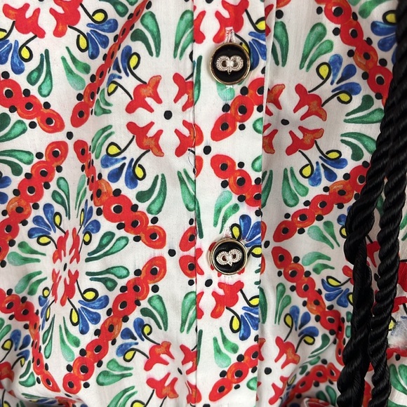 Caroline Constas Lorena Blouse Floral Tile Multi Colored, Off Shoulder, *Flaws* - Picture 8 of 16